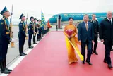 Nga diễu binh tại sân bay, chào đón Tổng Bí thư, Chủ tịch nước Tô Lâm và Phu nhân