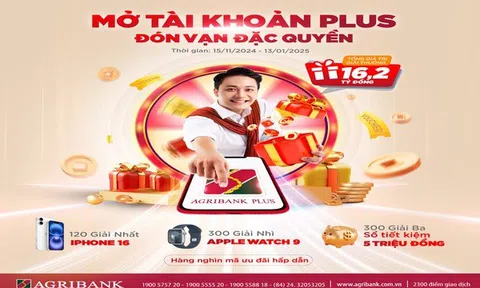 Cơ hội nhận iPhone 16 khi mở tài khoản Plus trên Agribank Plus