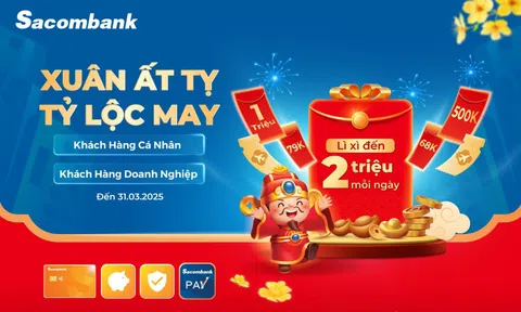 Khai xuân mới 2025, Sacombank trao 'Tỷ lộc may' tri ân khách hàng