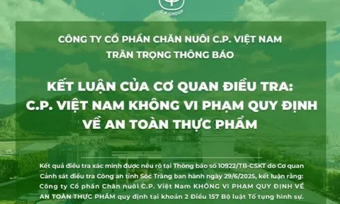 C.P. Việt Nam không vi phạm an toàn thực phẩm