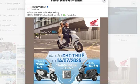 Honda Việt Nam sẽ cho thuê xe máy điện CUV e từ 14/7, giá chỉ 1,47 triệu đồng/tháng