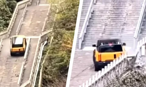 Hãng xe Trung Quốc 'bắt chước' màn leo cầu thang của Land Rover và nhận cái kết không ngờ