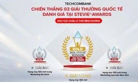 Vượt hơn 1.000 đề cử, Techcombank xác lập "hat-trick" Giải Vàng Stevie® Awards Châu Á – Thái Bình Dương