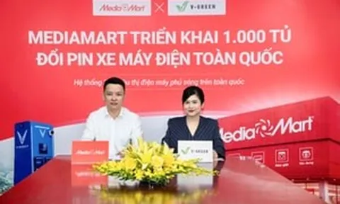 V-Green lại vừa có cú bắt tay 'nghìn trạm' với ông lớn điện máy, áp sát mục tiêu 60.000 tủ đổi pin khắp cả nước