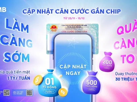 Cập nhật căn cước tại MB, nhận ngay quà tặng tới 30 triệu tiền mặt mỗi tuần