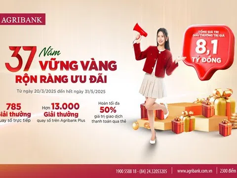 Agribank tri ân khách hàng với hơn 13.700 phần quà hấp dẫn nhân dịp sinh nhật 37 năm