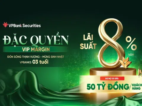 Đồng hành cùng nhà đầu tư, một CTCK tung ưu đãi margin hạn mức 50 tỷ, lãi suất 8%/năm
