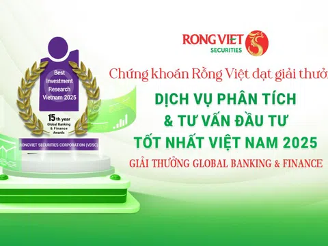 Chứng khoán Rồng Việt đạt giải Dịch vụ Phân tích và Tư vấn đầu tư tốt nhất Việt Nam 2025