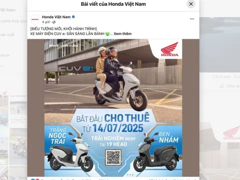Honda Việt Nam sẽ cho thuê xe máy điện CUV e từ 14/7, giá chỉ 1,47 triệu đồng/tháng