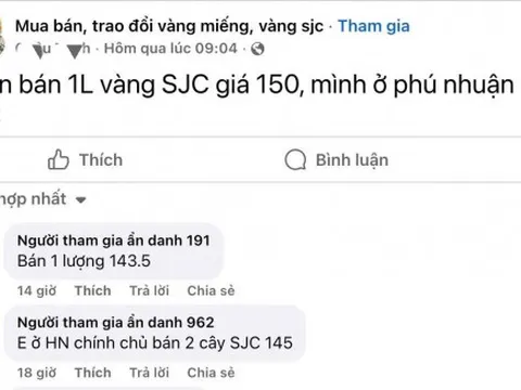 Giá vàng thị trường tự do lên tới 150 triệu đồng/lượng