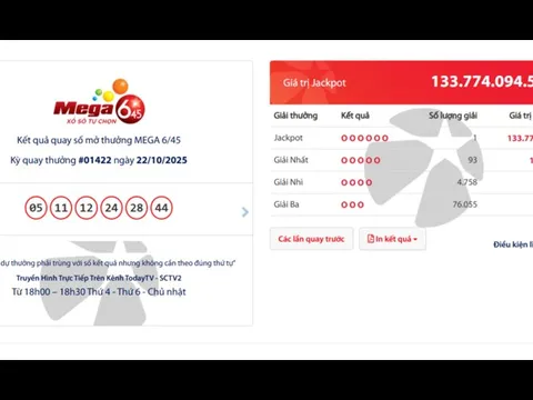 Một người trúng độc đắc Vietlott gân 134 tỷ đồng
