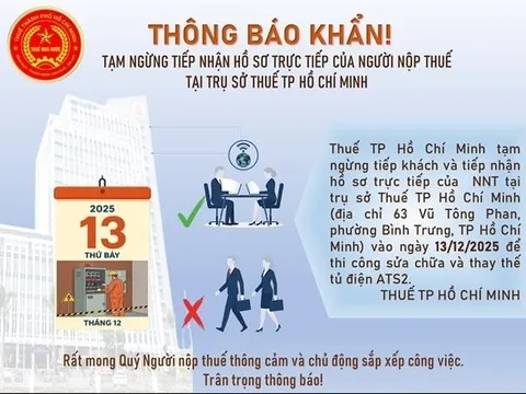 Thuế TP.HCM thông báo khẩn đến doanh nghiệp và người dân trên địa bàn