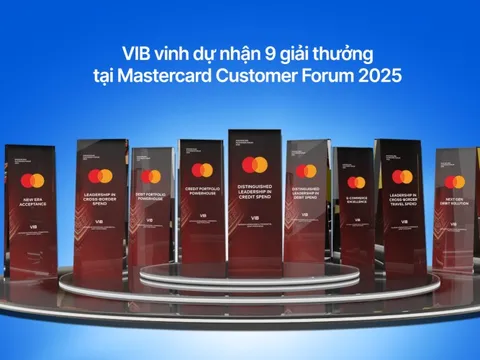 VIB nhận cùng lúc 9 giải thưởng từ Mastercard, khẳng định vị thế dẫn đầu thị trường thẻ Việt Nam