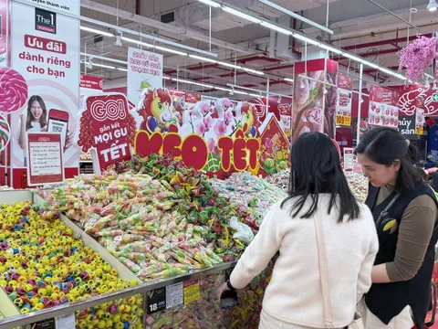 Rực rỡ sắc màu hàng hóa Tết, siêu thị 'vào guồng' từ sớm