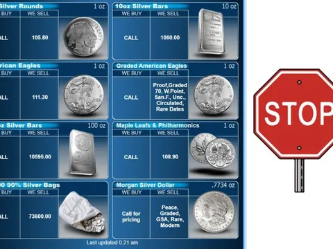 Chấn động thị trường kim loại quý toàn cầu: Các đại lý lớn tại Mỹ và châu Âu đồng loạt ngừng thu mua bạc lẻ