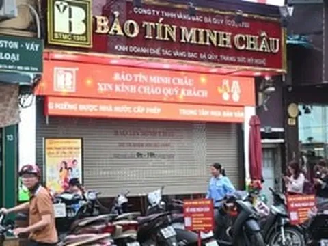 Cửa hàng vàng Bảo Tín Minh Châu tại Trần Nhân Tông và Cầu Giấy bất ngờ đóng cửa