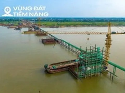 Ngắm cầu gần 10.000 tỷ xây nhanh bậc nhất Hà Nội, dự kiến hoàn thành trong chưa đầy 2 năm, kết nối đại đô thị của Vinhomes và Sun Group